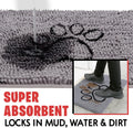 MUDGUARD MAT™ Dog Door Mat with Paw Design for Muddy Paws, Super Absorbent Microfiber, Non-Slip Indoor Mat, Quick-Dry Chenille Rug for Pets & Entryway, Machine Washable, Grey 19" x 30"