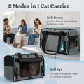 rabbitgoo Cat Carrier Soft with Rollable Flap, Travel Safe for Car Airline