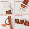 DOGWONG Vintage Fall Tartan Dog Collar, Adjustable Halloween Orange Plaid Cotton Pet Collar, Autumn Dog Collars for Smal