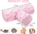 JarThenaAMCS Guinea Pig Tunnel 3 Way Washable Guinea Pig Hideout Pink Bow Foldable Rabbit Tunnel Small Animal Toy for Bu