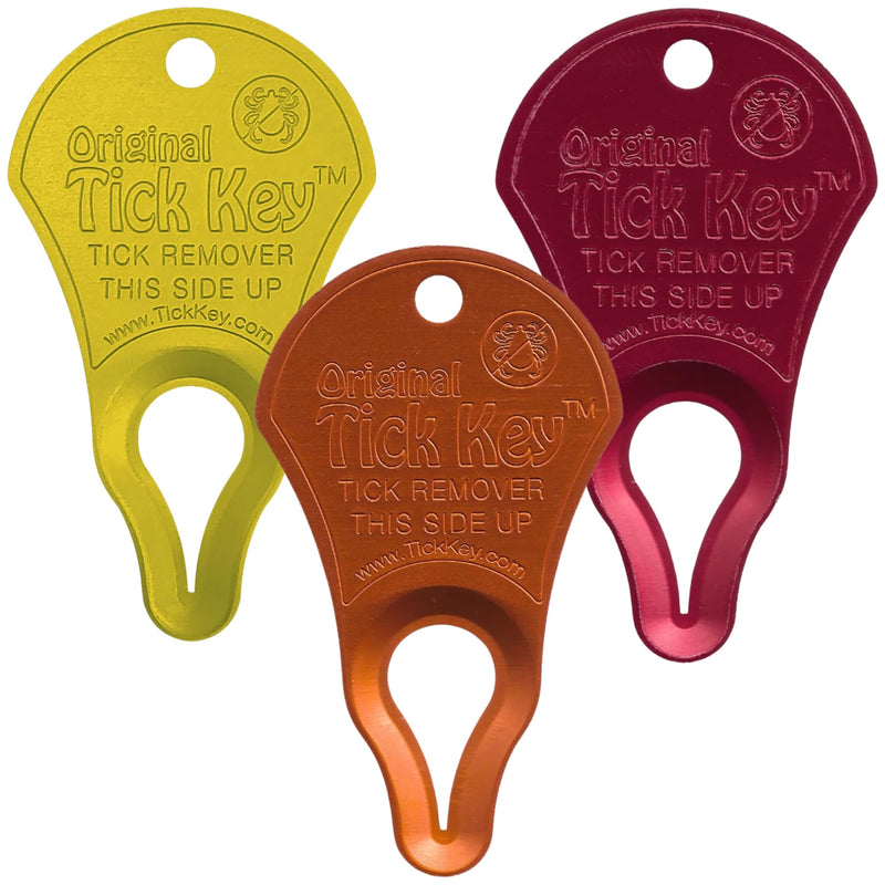 High Visibility Bundle - The Original Tick Key - Tick Detaching Device - Portable, Safe and Highly Effective Tick Detaching Tool (Yellow, Orange & Red)