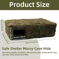 Yellow Mossy Cave Hide for Reptiles, Lizard Gecko Snake Shelter Hut