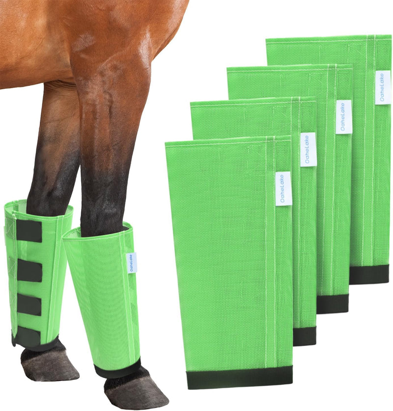 Mesh Horse Fly Boots Set of 4, Loose Fitting Leggings for Horses, Reduce Stressful Stomping, Breathable Adjustable and U