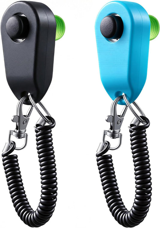 Pet Clicker for Dogs/Cats/Horses/Birds or Other Animals - Finger Clickers for Training (Black+Blue)