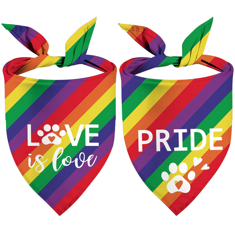 Pride Dog Bandanas Puppy Scarf - LGBT Rainbow Dog Outfits - 2 Pcs Adjustable Triangle Double-Layer Reversible Pet Bandanas for Small Medium Large Dogs