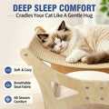 Cat Hammock Bed for Large Cats, Elevated Wooden Bed with Natural Sisal Scratching Mat, Cozy Lounge with Soft Cushion, Su