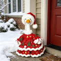 Christmas Porch Goose Outfit Xmas Dress with Hat for 23 Inch Goose Statue (Red Dress with Hat, One Size)