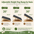 VKWJYOS Dog Ramp for Stairs, 2 Pack Foldable Stair Ramp for Dogs, Adjustable Solid Wood Pet Steps for Small Dogs, Senior, Short-Legged and Injured Pets, Elderly Dog Stair Wedges Assist