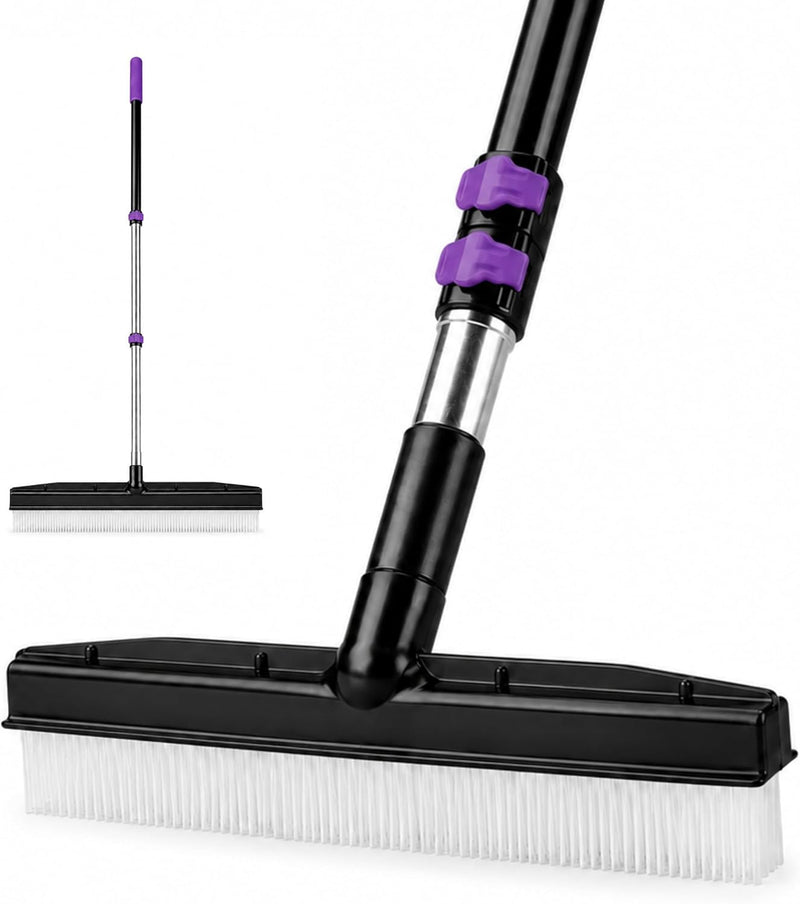 Room Groom PET Carpet Rake and Groomer with Telescoping 54 Inch Adjustable Handle, Rugs, and Artificial Turf, Purple Gri