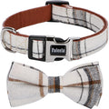 Faleela Soft &Comfy Bowtie Dog Collar,Detachable and Adjustable Bow Tie Collar,for Small Medium Large Pet (S, Beige)