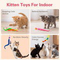 LLOUSSAK 7Pcs Colorful Bouncy Balls for Cats Cat Worm Toy Bouncy Cat Toys