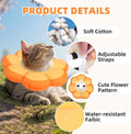 PUPTECK Cat Cone Collar Soft, Adjustable Collar Protective Recovery Alternative, Comfortable Elizabethan Flower Pet Collar Lightweight Stop Licking Neck Cone for Cats After Surgery, Orange M