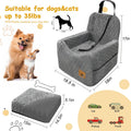 Dog Car Seat for Small/Medium Dogs, Memory Foam Dog Booster Seat, Travel Safety Per Car Seat with Washable Removable Cover, Storage Pockets for Dogs up to 35 lbs(Gray)