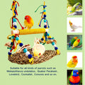 XLpeixin Parakeet Swing Toys,Natural Bird Grass Mat Toys Parrot Climbing Hammock with Perch Toys for Cockatiel, Sun Conure, Lovebird, Budgie