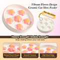 Ceramic Cat Slow Feeder Bowl - 6 OZ Puzzle Food Dish for Healthy Eating - Shallow Wide Whisker Friendly - Dishwasher Safe - 6.3 x 1.2 Inch - Blush Pink Flower