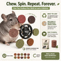 YKD Chinchilla Chew Toys, Rotating Spinner Toys + 12 Pcs Timothy Hay Cakes