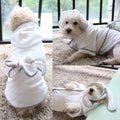 Dog Bathrobe, Microfiber Fast Drying Absorbent Hooded Bath Towel White for Puppy Small Medium Large Dog Cat (S, White)
