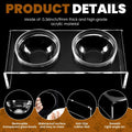 Acrylic Elevated Dog Cat Bowls Pet Feeder Double Bowl Raised Stand Comes with 2 Removable Glass Bowls and 2 Stainless St