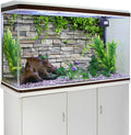 36x24 in Stone Brick Wall Aquarium Backdrop Leaves Fish Tank Background