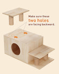 KinoTail 3-in-1 Pet Stairs for Cats, 7.87" Depth Pet Steps for Cat, Wood Cat Stairs for High Bed and Sofa, 1 Condo Cave, Scratching Post, Sturdy Indoor Pet Stairs with Non-Slip Carpet Pads