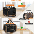 Pet Carrier, Large Soft Sided Expandable Travel Carrier with Steel Frame, Anti-Scratch Mesh, Removable Fleece Pad and Po