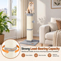 Fopetfy Cat Scratching Post 33 inch for Indoor Cats, High Cat Scratch Post Grey, Cat Tree for Full-Body Stretching, Protect Your Furniture