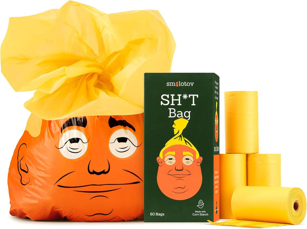 Dog Poop Bags - 60 Count Unscented Leakproof - Stable Genius