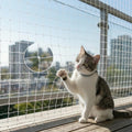 Cat Balcony Net – Transparent Nylon Safety Screen for Balconies, Windows, Patios & Catios; Apartment-Friendly Garden/Deck Netting; Weather-Resistant, Cut-to-Fit; Install Kit Included;（White）