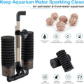 Hygger Aquarium Double Sponge Filter, Comes with 2 Spare Sponges, 1 Bag of Bio Ceramic Media Balls, Quiet Submersible Fo