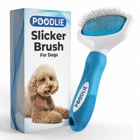 Poodle Pet Slicker Brush - For Dogs, Cats, and Rabbits - Removes Matted Fur, Knots, and Loose Hair - Suitable for Groomi