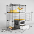 Oneluck Cat Cage Indoor with Litter Box 3-Tier DIY Cat Playpen Detachable Metal Wire Kennel Crate Large Exercise Place Ideal for 1-2 Kitten