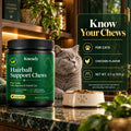 Kneady Hairball Support Chews for Cats, Chicken Flavor Daily Cat Treats with Probiotics & Papaya Enzyme, Crunchy Outside