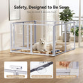 Clear Acrylic Dog Play Pen Indoor Pet Enclosure for Small Dogs & Cats, Outdoor Use with Door, Easy Assemble & Cleaning