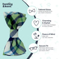 Huxley & Kent Pet Bow Tie for Dogs & Cats - Adjustable Hook & Loop Collar Accessory - Cute & Comfortable for Holidays & Celebrations - Lime Madras, Large