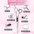 Kenchii Love Dog Grooming Scissors, 7 Inch Curved Shears, Dog Scissors for Grooming, Professional Pet Grooming Scissors, Ergonomic & Comfortable