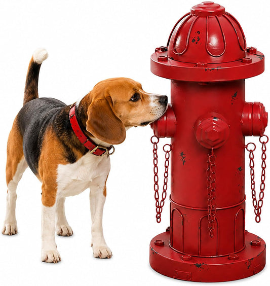 13.5" Vintage Metal Finish Dog Fire Hydrant Pee Post for Yard Puppy Training