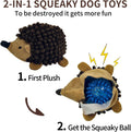 2-in-1 No-Stuffing Hedgehog Dog Toys 3 PCS, Squeaky Ball for Throwing Play