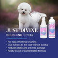 Chris Christensen Just Divine Dog Brushing Spray, Groom Like a Professional, Prevents Brushing Damage, Light Detangler, Ready to Use, All Coat Types, Made in USA, 16oz