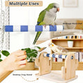 Wood Bird Perches Stand，2-in-1 Parrot Perch Stand，Portable Bird Stand，9.1''L*5.3''W*5.7''H Bird Training Perch with Removable Plastic Tray for Small and Medium-Sized Birds Play Stand(Cheese-Pink)