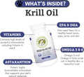 Wholistic Pet Organics Krill Oil for Dogs and Cats - Premium Antioxidant Support for Pets - Cat and Dog Skin and Coat Supplement with EPA, DHA, Astaxanthin - Omega 3 for Dogs and Cats - 60 Soft Gels