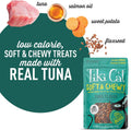 Tiki Cat Soft & Chewy Treats, Tuna Flavor, 3 Calories Per Treat with Grain-Free and No Added Gluten, 6 oz Pouch (Pack of