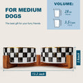 Ceramic Checkered Dog Bowls for Medium Dogs