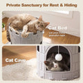Cat Castle House for Indoor Cats, Felt Cat Cave with Fluffy Ball