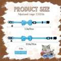 2 Pcs Boy Cat Collar with Bell Breakaway Cat Collars Cute Kitten Bow Tie Collar Adjustable Small Puppy Safety Collar Solid Color Plaid Pet Collar (Blue)
