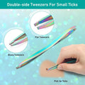 COITEK 3 in 1 Tick Remover Kit, Stainless Steel Tick Remover Tweezers Tools Set for Pet Dog, Cat, with Storage Box (Colorful)