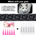 VICTHY 120pcs Cat Nail Caps | Cat Claw Caps | Cat Nail Covers with Adhesives and Applicators (Black M)