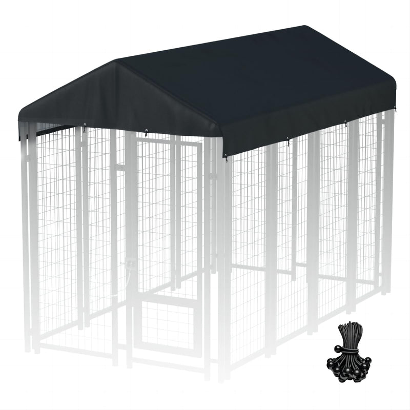 8' x 4' Outdoors Replaceable Dog Kennel Cover 420D Heavy Duty Waterproof Dog Kennel Canopy Covers - Black (Includes cover only)