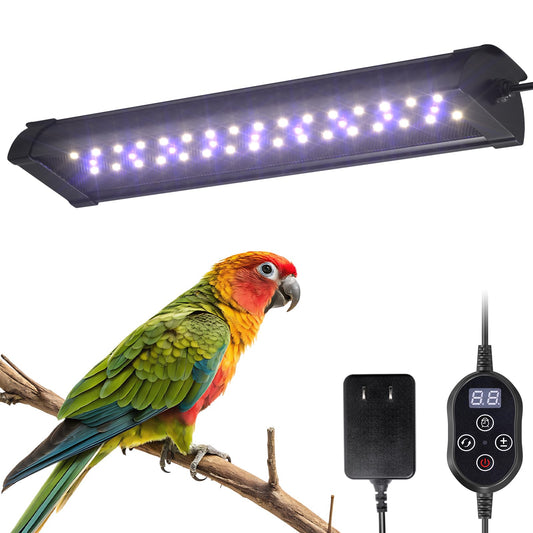 Tobebright UVB 2.4 Bird Cage Light, Full Spectrum Light for Birds, Dimmable LED Bird Light Fixture with Chew-Proof Cord, Plug and Controller, Bird Cage Accessories for Captive Birds Parrots