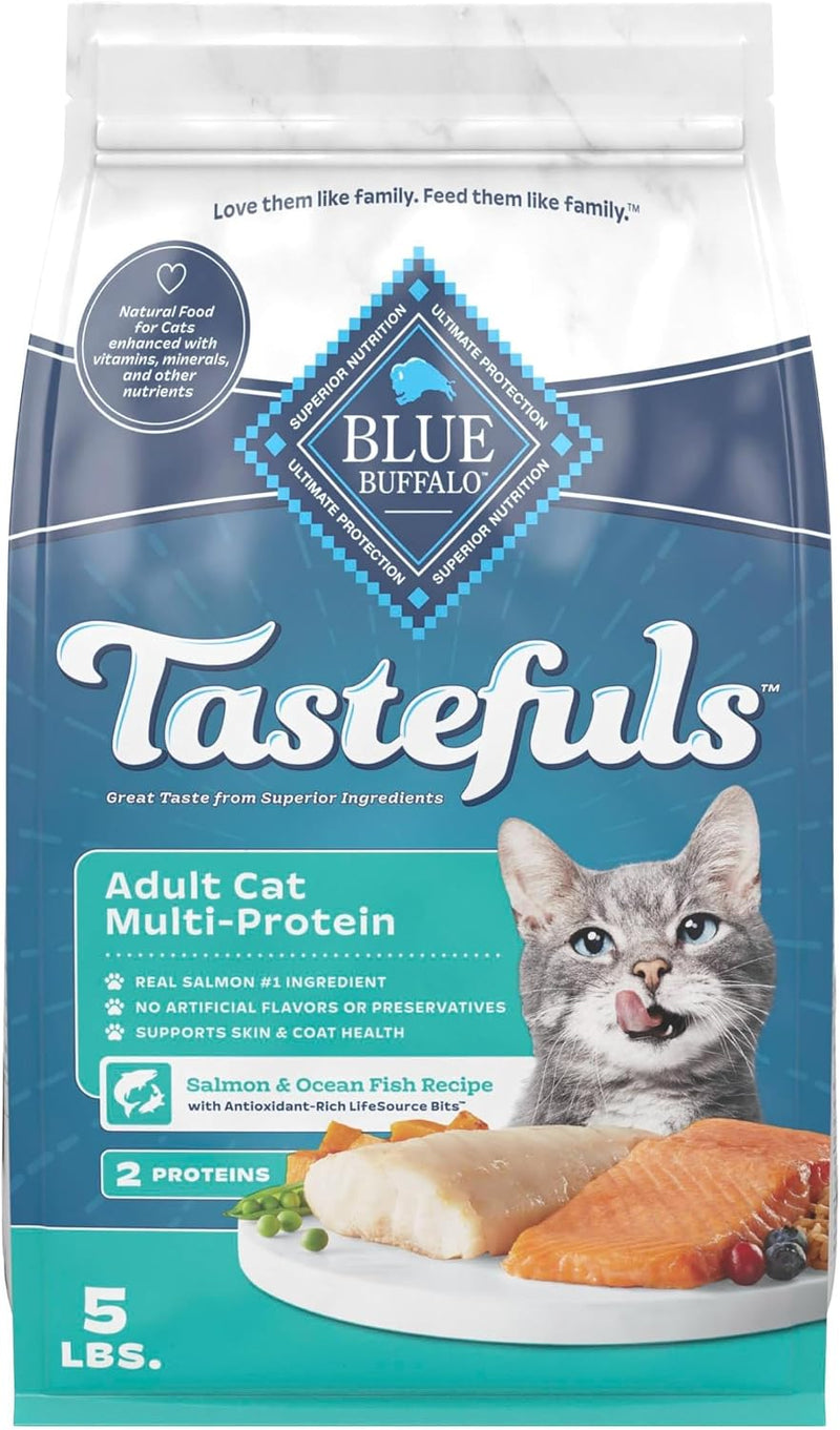 Blue Buffalo Tastefuls Salmon & Ocean Fish Multi-Protein Dry Cat Food, 5 lb