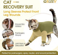 QBLEEV Cat Recovery Suit for Foreleg, Cat Onesie After Surgery for Female Male, Anti Licking Surgical Suit for Spay Neuter, Front Leg Protection with Long Sleeve, Soft Pajamas for Wounds Skin Disease
